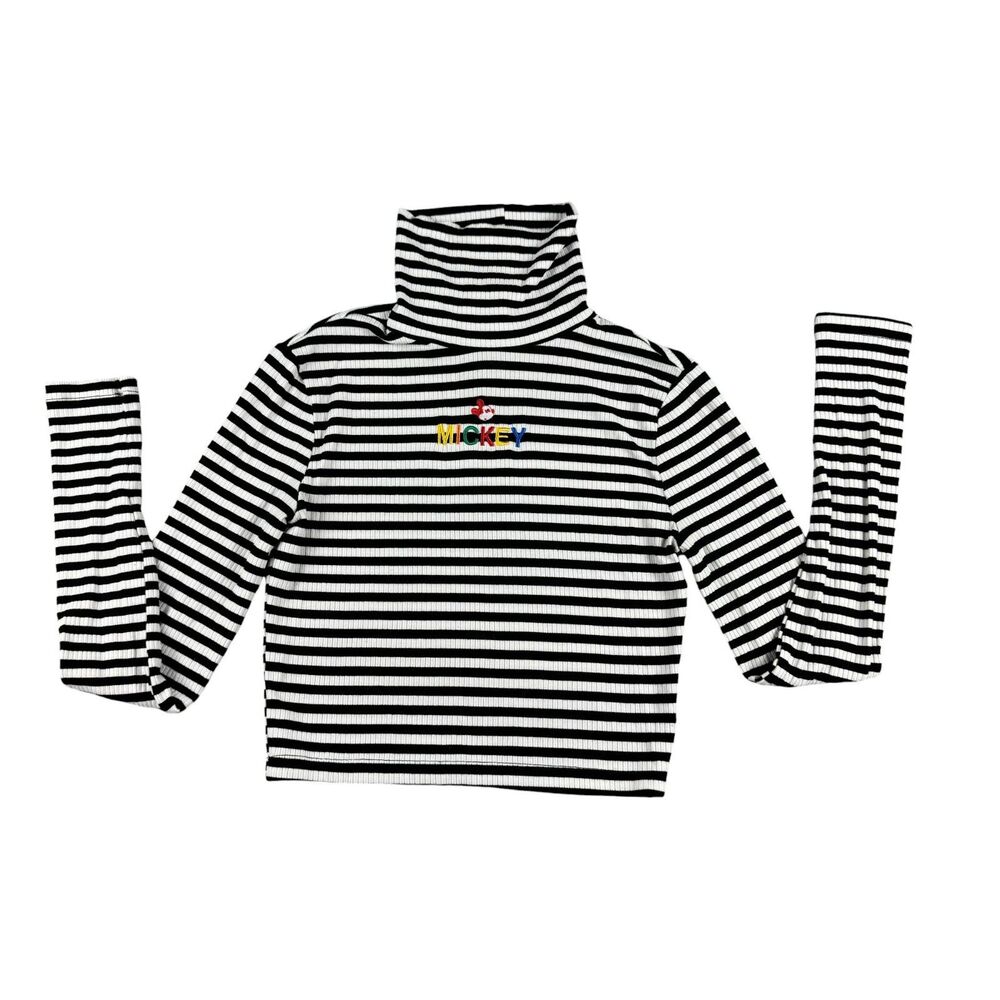 DISNEY Sweater Girls Small Striped FOREVER 21 MICKEY Long Sleeve Turtleneck Top